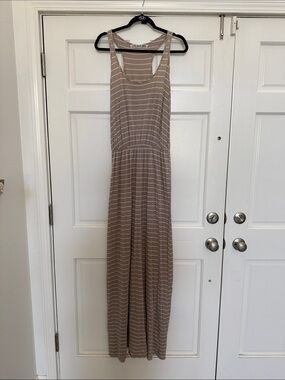 Michael Stars Taupe and White Striped Maxi Dress OS